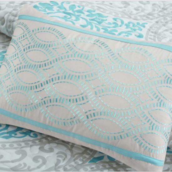 cxmicrotex White Blue Medallion tikattu tyynyliina