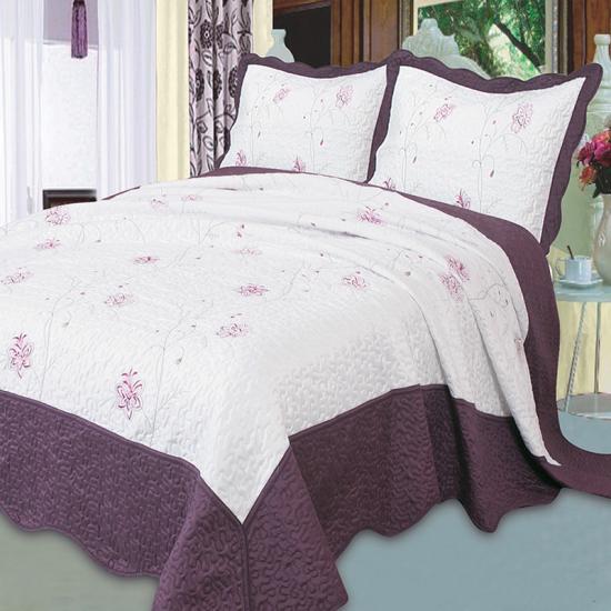 cxmirotex Flower Embroidery Quilt Set King vuodevaatteet