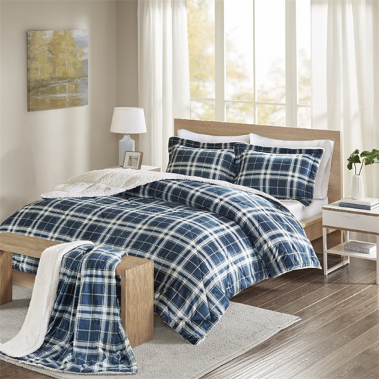 Plaid To Sherpa -peittosetti Tikattu sänkysetti Winter Collection